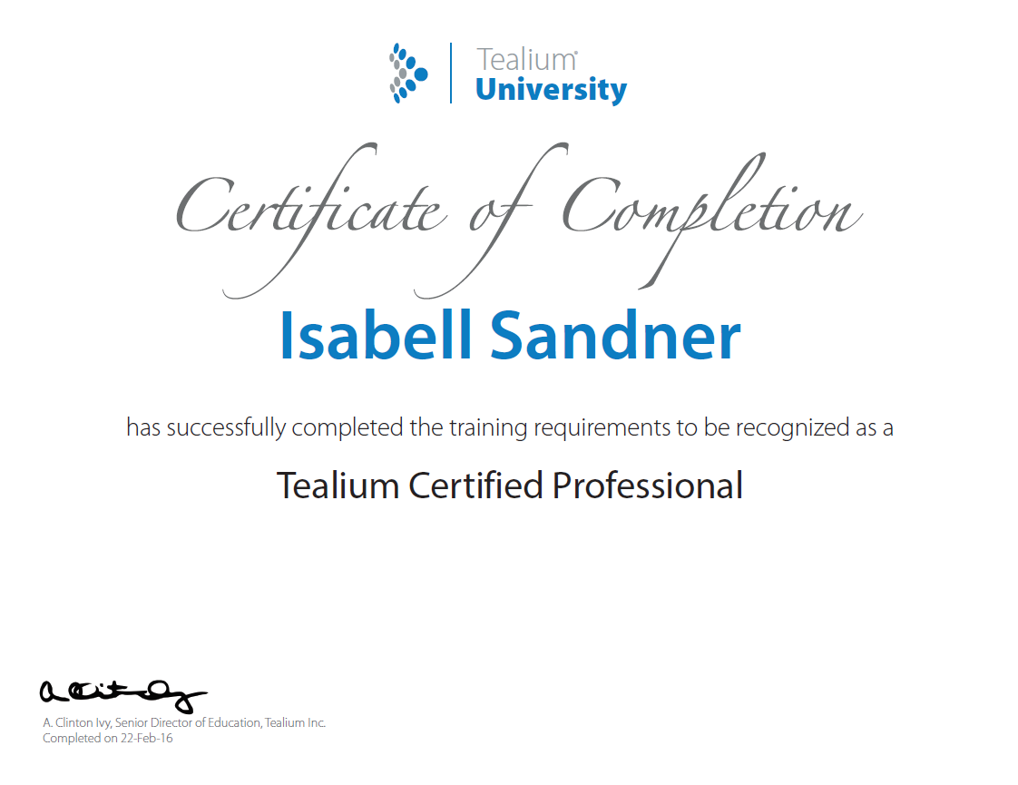 Tealium-Certified-Professional-Isabell-Sandner